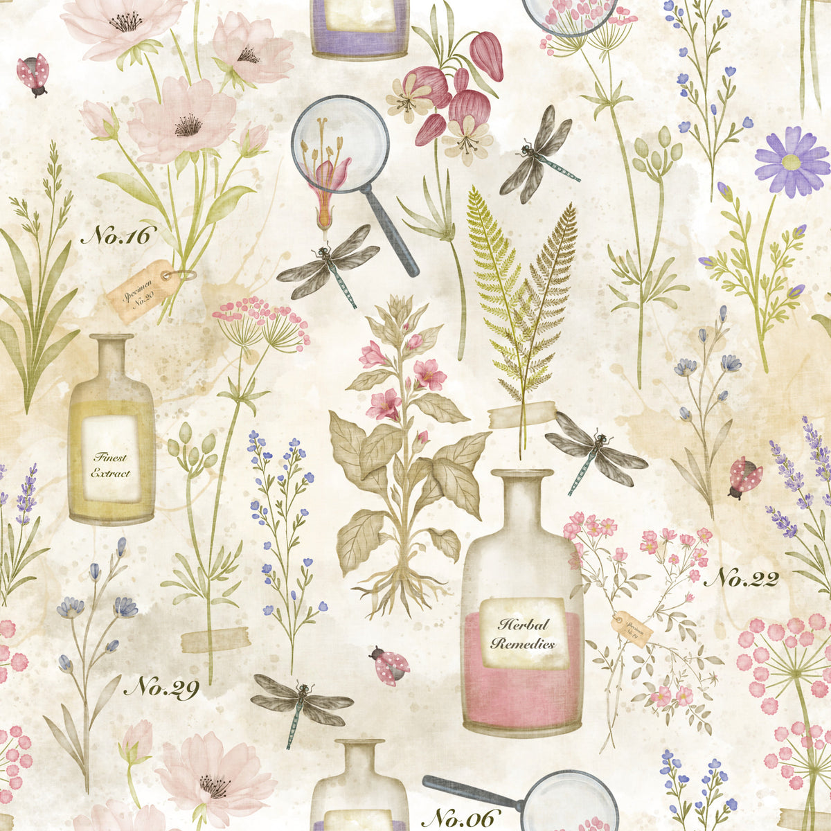Apothecary Wildflower Sketch Wallpaper⁠ in your room
