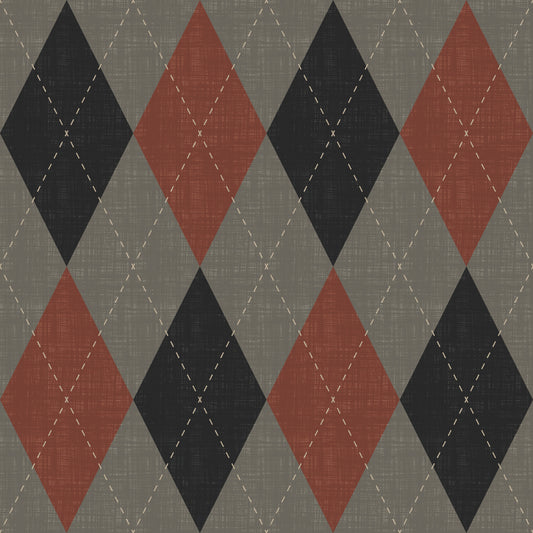 Winter Heritage - Argyle Harlequin Geometric Timeless - Deep Bold Shade Wallpaper⁠