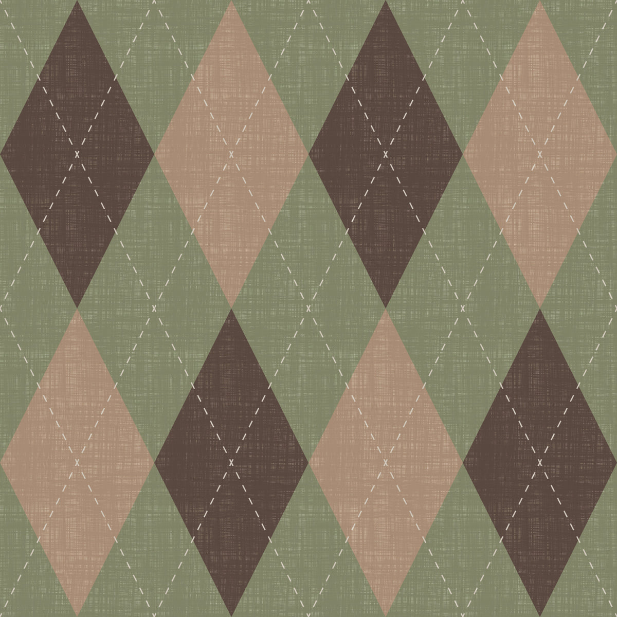 Winter Heritage - Argyle Harlequin Classic Diamond - Soft Muted Hue Wallpaper⁠ in your room — zoomed