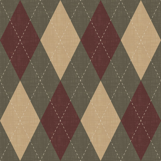 Winter Heritage - Argyle Harlequin Classic Diamond - Rich Warm Tones Wallpaper⁠