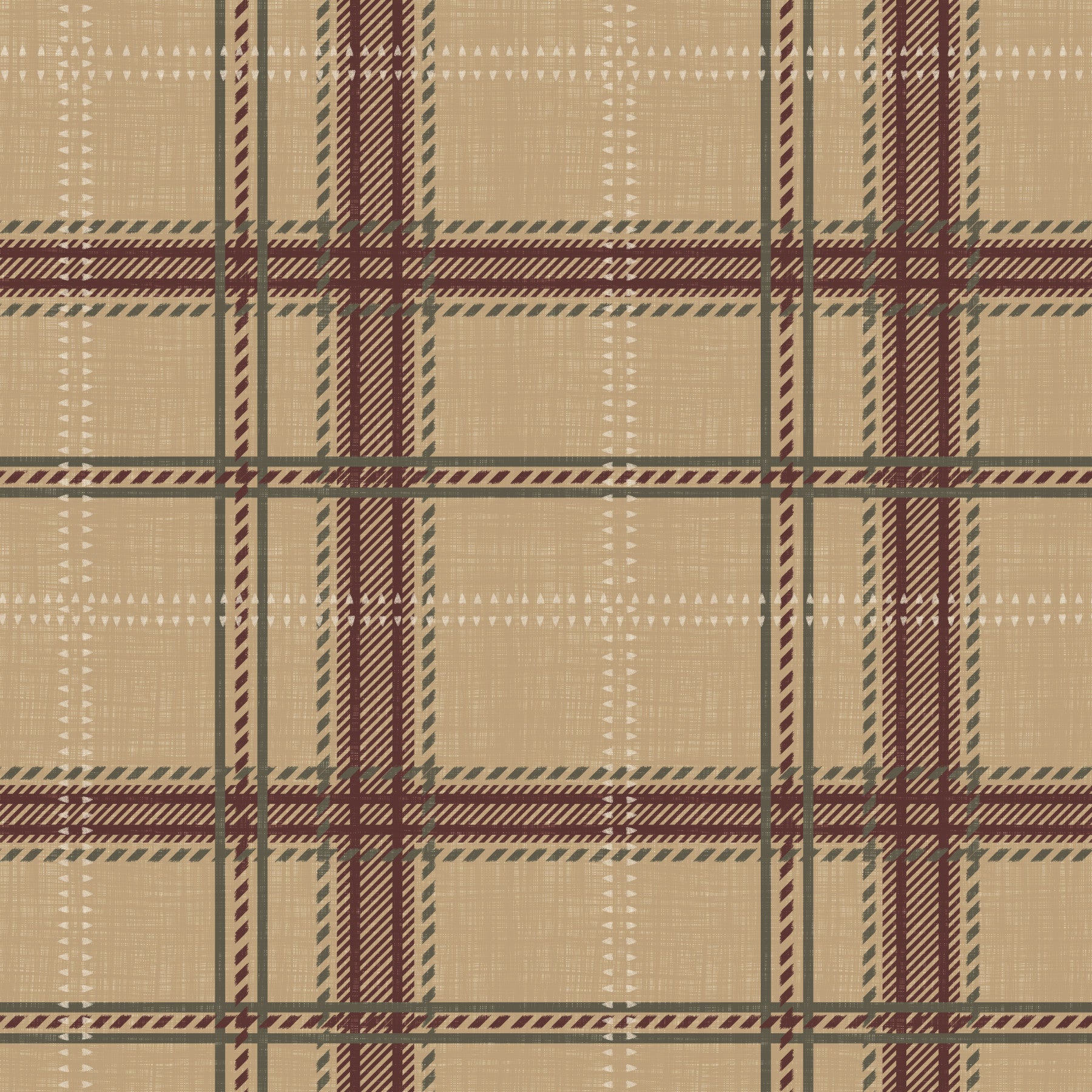 Winter Heritage - Windowpane Tartan Plaid Check - Warm Earth Shade Wallpaper⁠