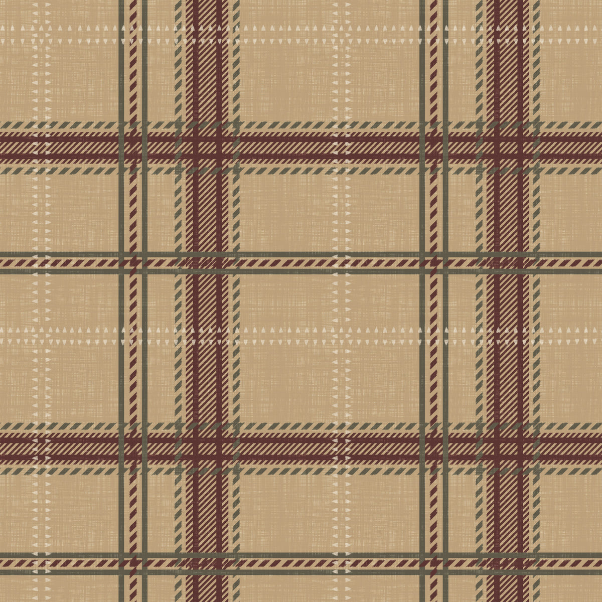Winter Heritage - Windowpane Tartan Plaid Check - Warm Earth Shade Wallpaper⁠