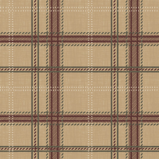 Winter Heritage - Windowpane Tartan Plaid Check - Warm Earth Shade Wallpaper⁠