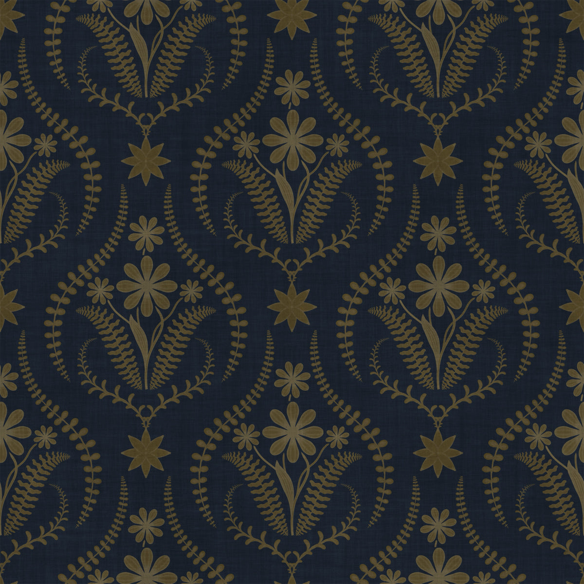 Midnight Floral Damask Pattern Wallpaper⁠