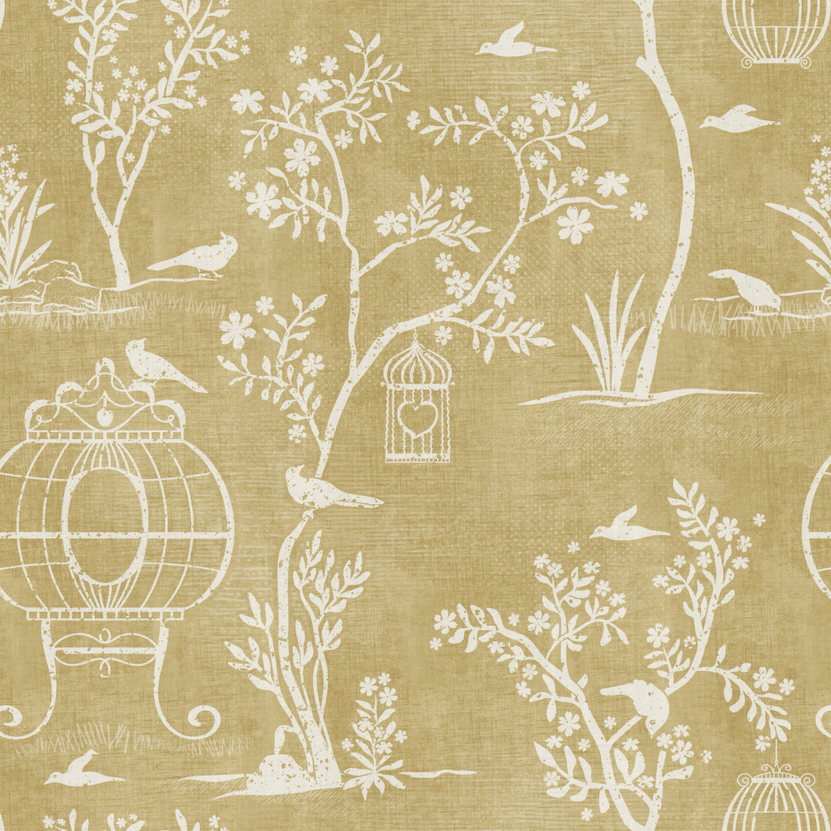 Chinoiserie Garden Birdcage  Wallpaper⁠ in your room