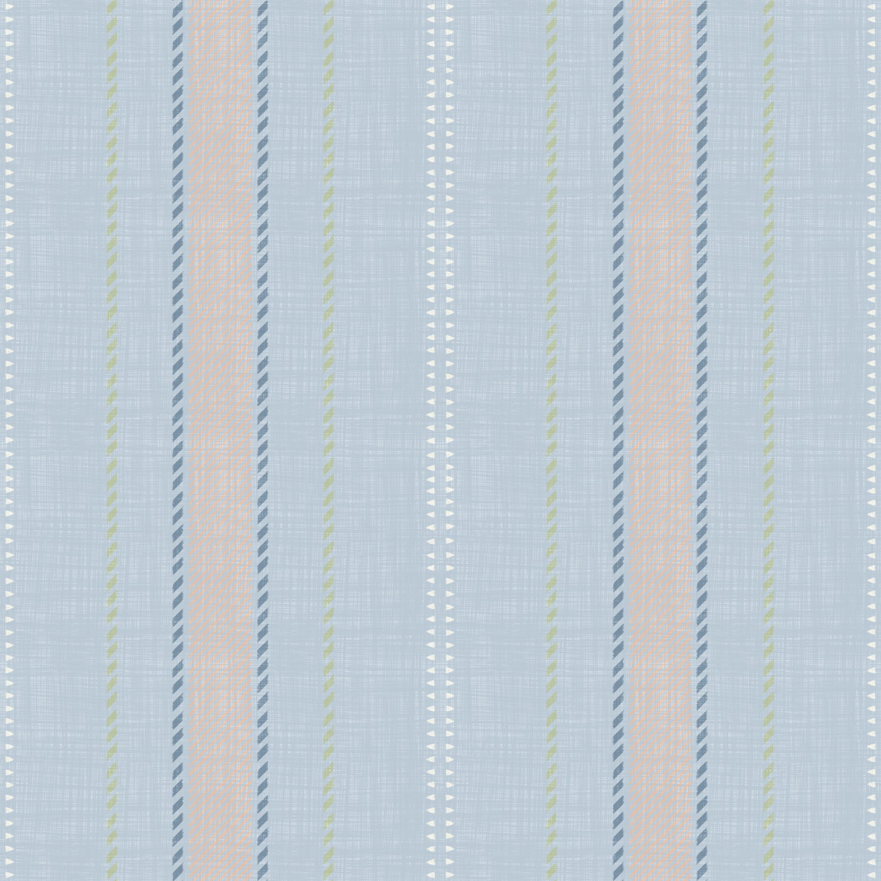Heritager Ticking Stripes - Vintage French Blue & Blush Pink Linen Texture Wallpaper⁠