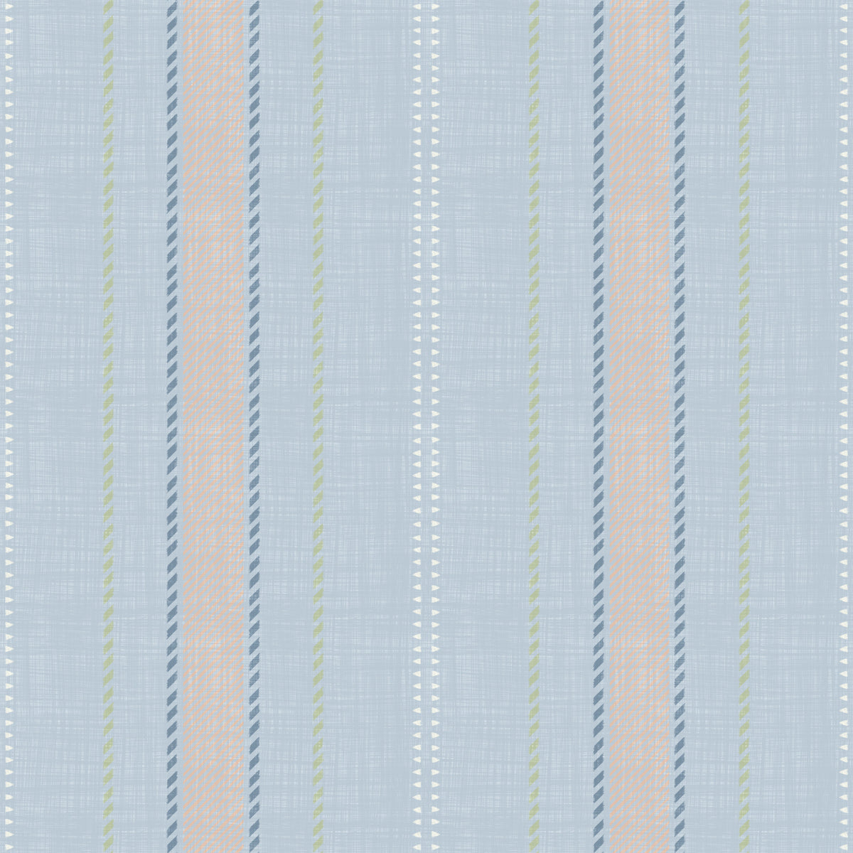Heritager Ticking Stripes - Vintage French Blue & Blush Pink Linen Texture Wallpaper⁠ in your room
