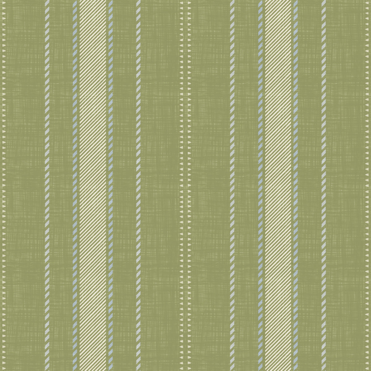 Heritage Ticking Stripes - Vintage Meadow Green & Chalk Linen Texture Wallpaper⁠ in your room