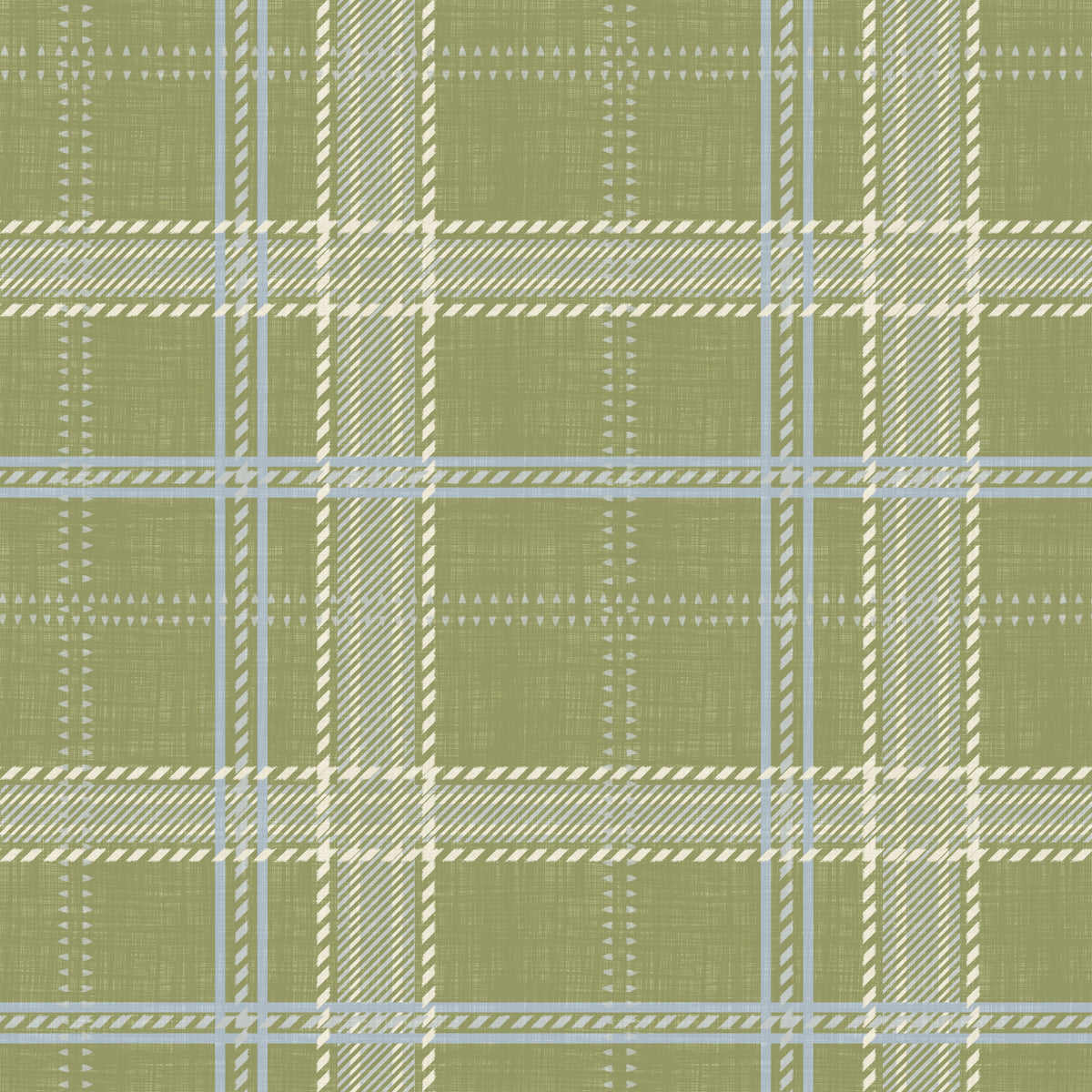 Heritage Plaid - Windowpane Tartan Check Linen - Meadow Green & Chalk Wallpaper⁠ in your room