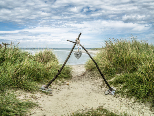 Serene Dune Path with Romantic Heart Wall Mural