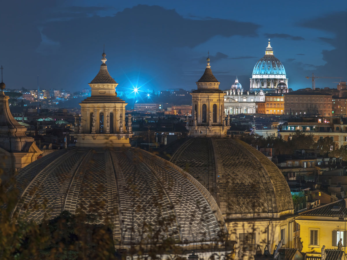 Roman Rooftops at Dusk Wall Mural in your room