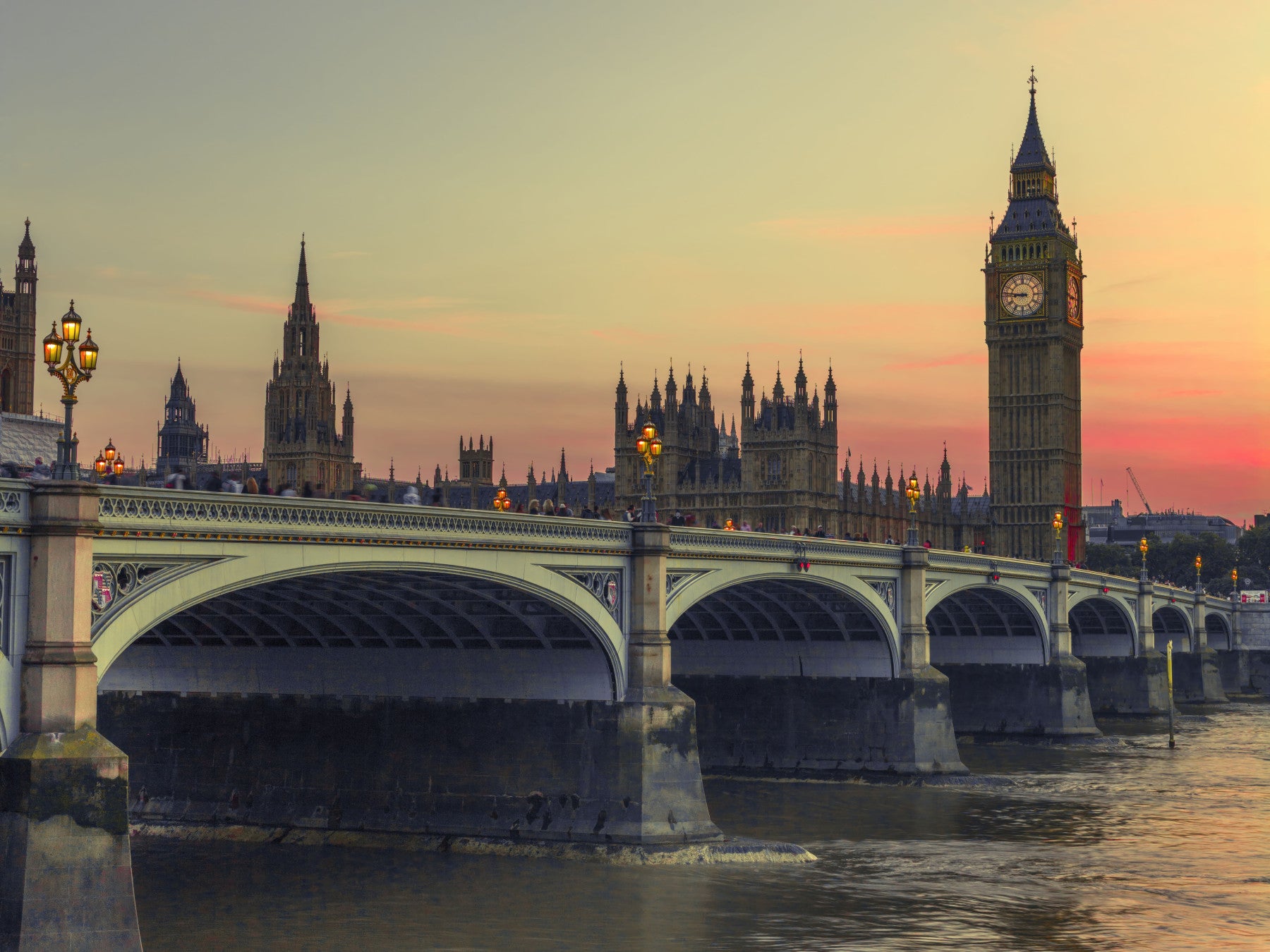 Westminster Bridge Sunset Silhouette Wall Mural