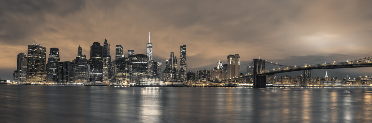 East River Night Cityscape Wall Mural in your room — zoomed