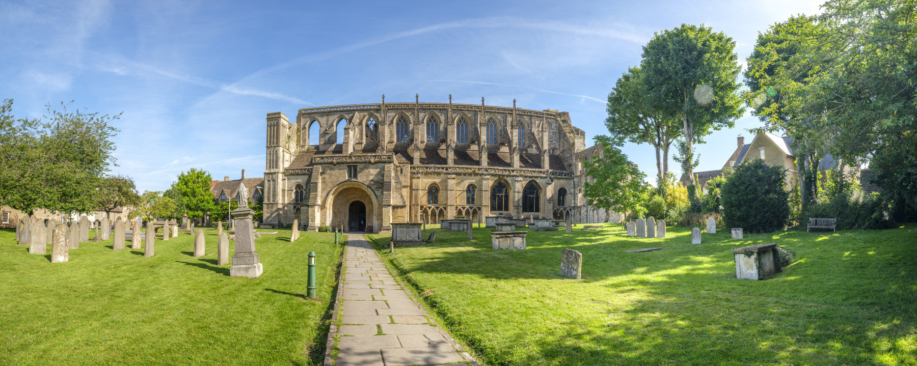 Stone Abbey Garden Vista Wall Mural