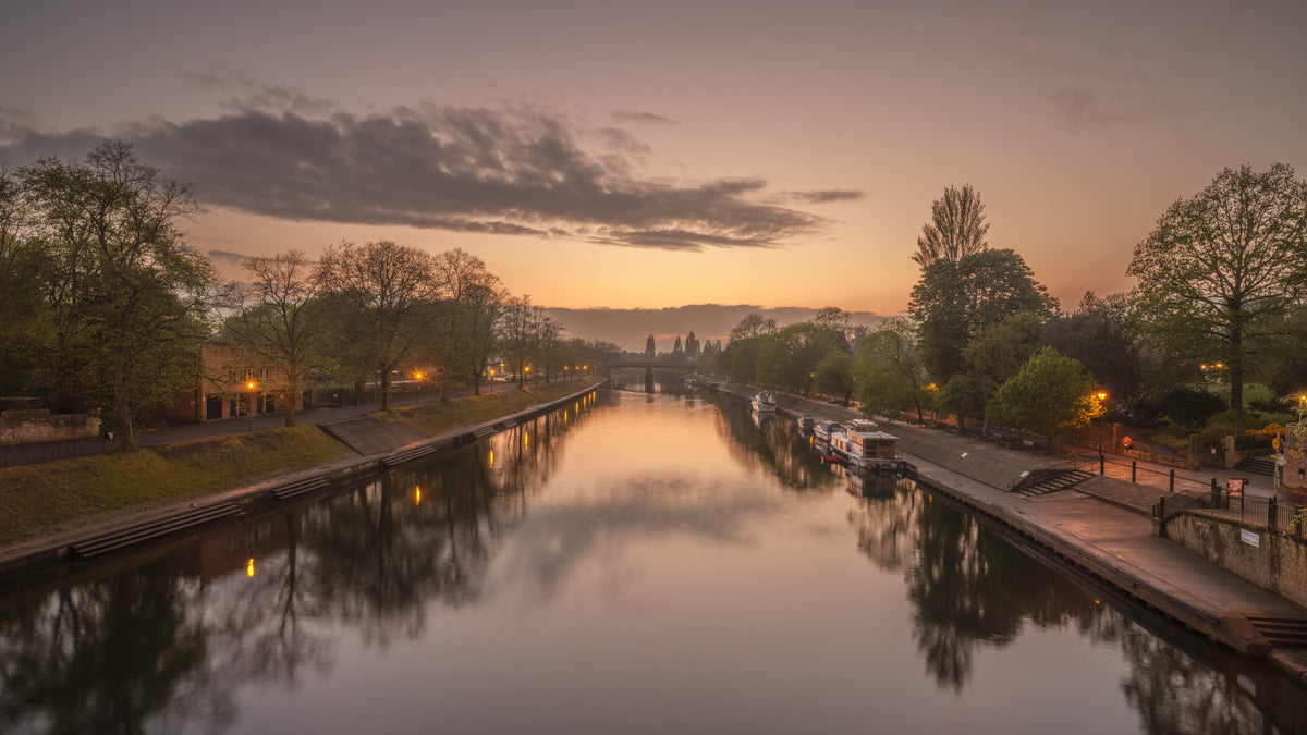 Reflective Sunset Canal Waters Wall Mural in your room