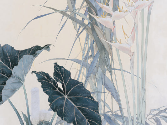Serene Tropical Botanical Illustration Wall Mural