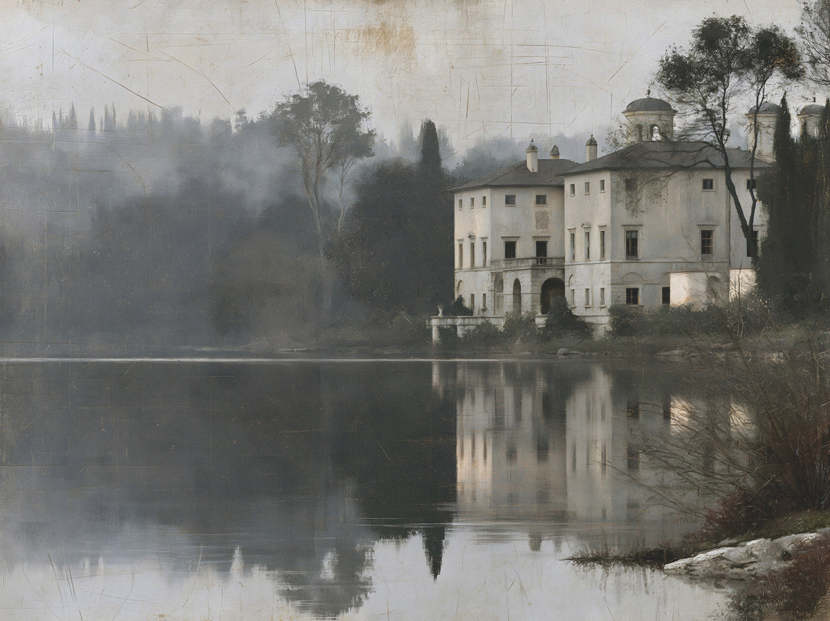Aged Canvas Waterfront Retreat Wall Mural in your room