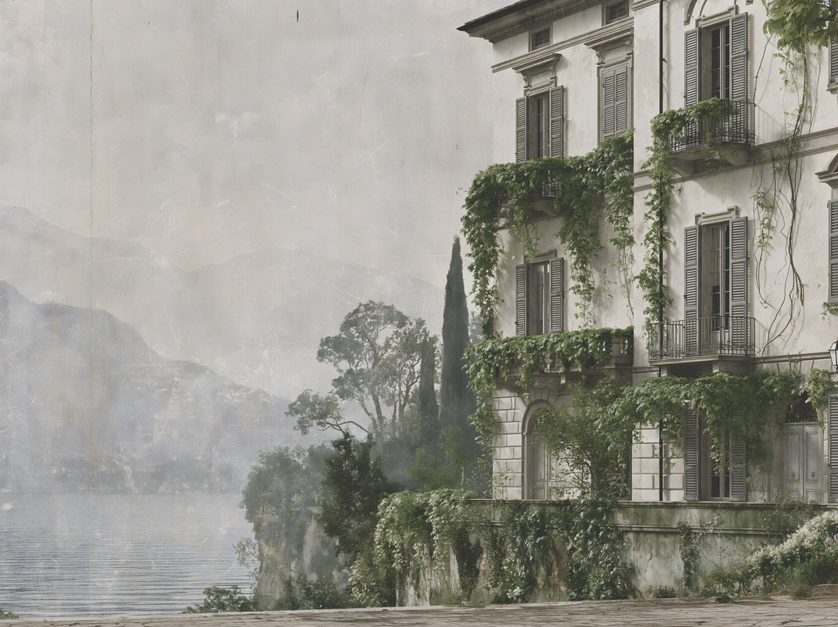 Vintage Mediterranean Estate View Wall Mural in your room