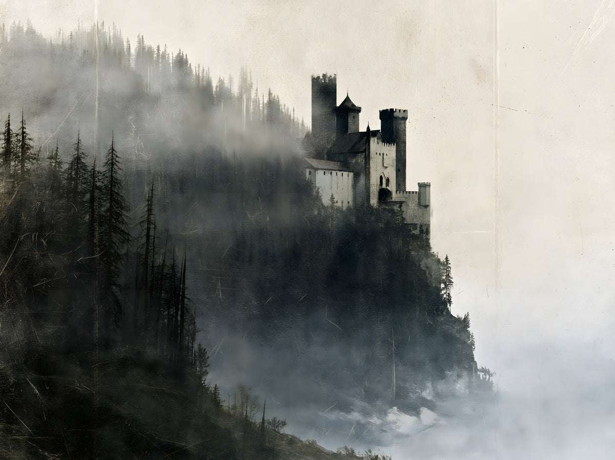 Enigmatic Stone Citadel Wall Mural in your room