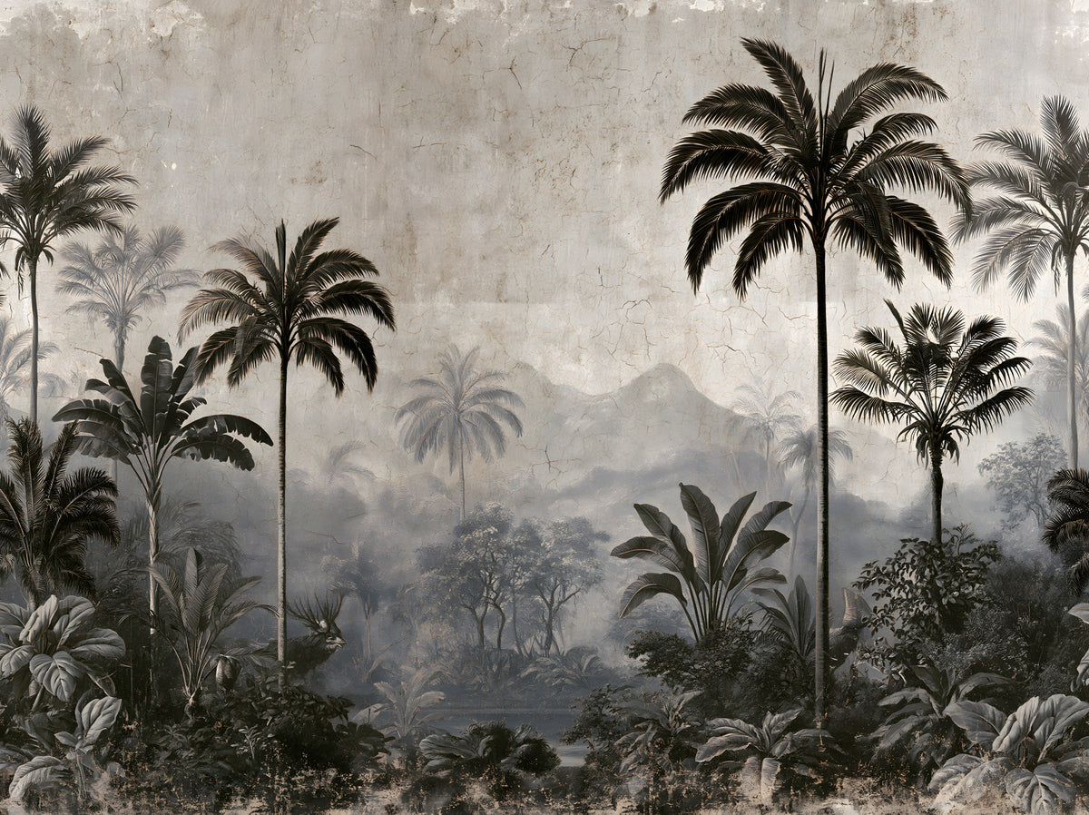 Vintage Palm Grove Mist Wall Mural in your room — zoomed
