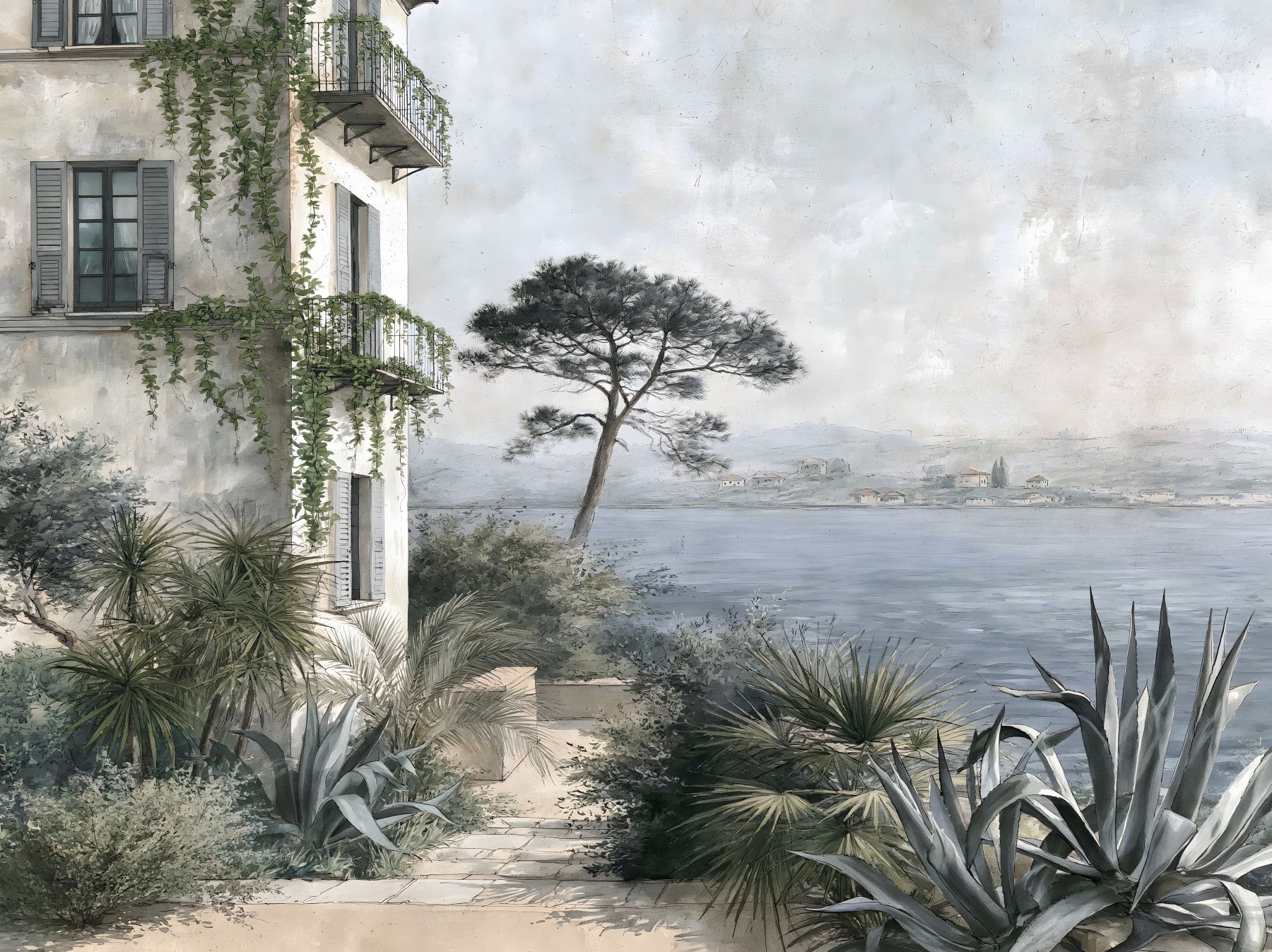 Mediterranean Coastal Haven Wall Mural