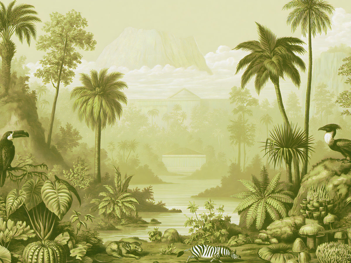 Verdant Jungle Panorama Wall Mural in your room