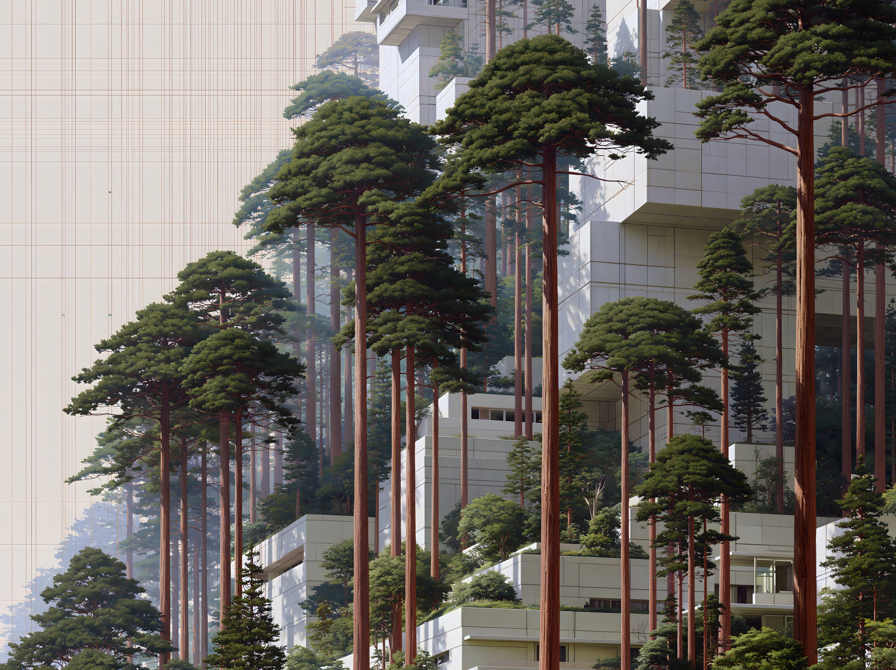 Geometric Pine Grove Habitat Wall Mural