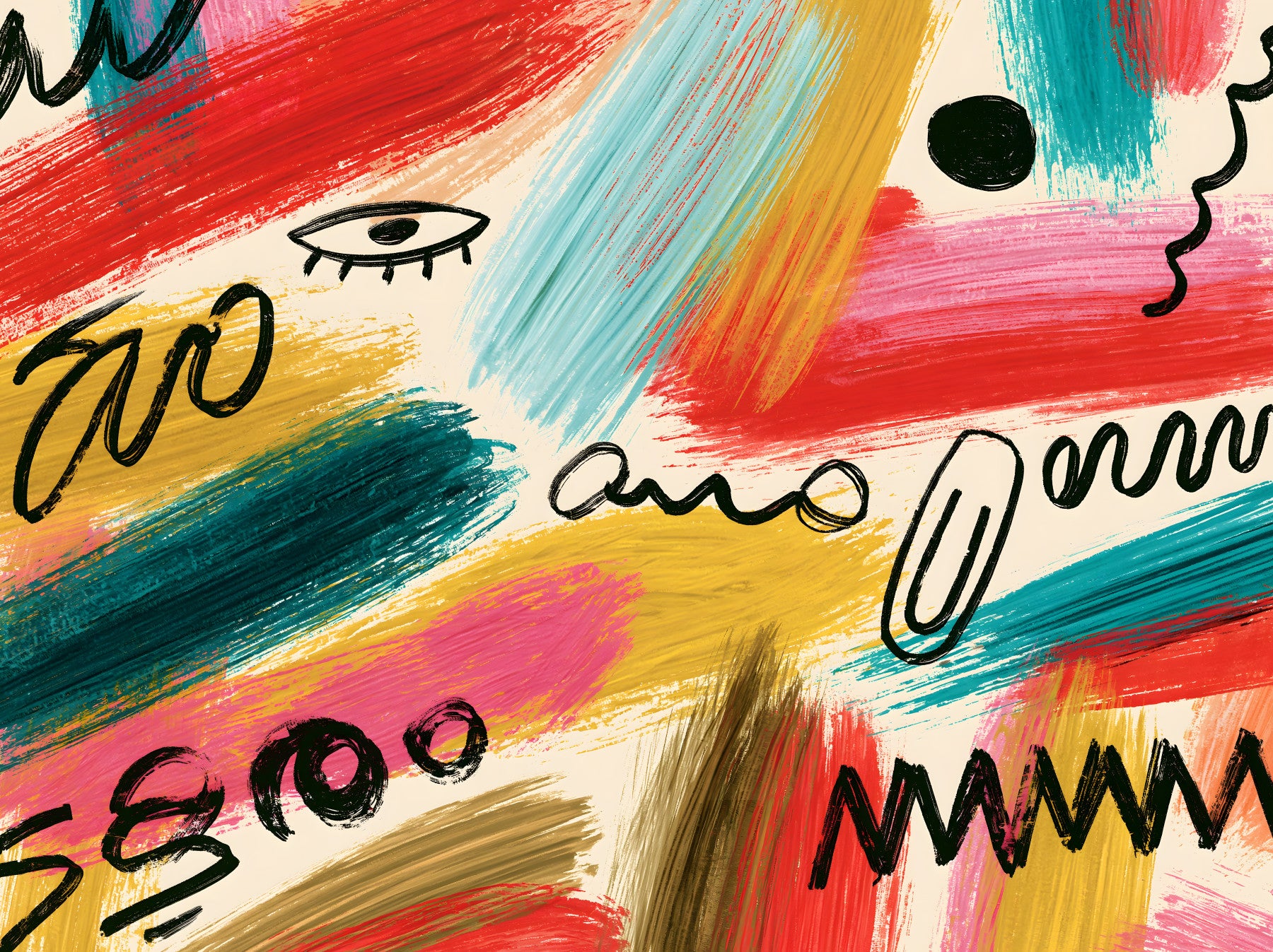 Vibrant Abstract Brushstroke Expression Wall Mural