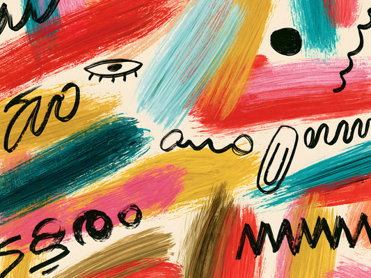 Vibrant Abstract Brushstroke Expression Wall Mural