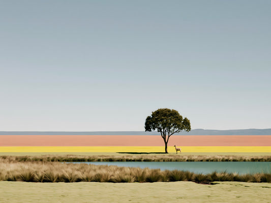 Minimalist Desert Oasis Landscape Wall Mural
