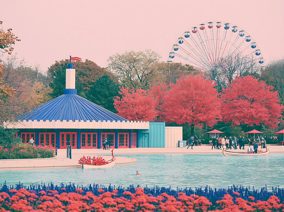 Fairground Pavilion and Ferris Wheel Wall Mural