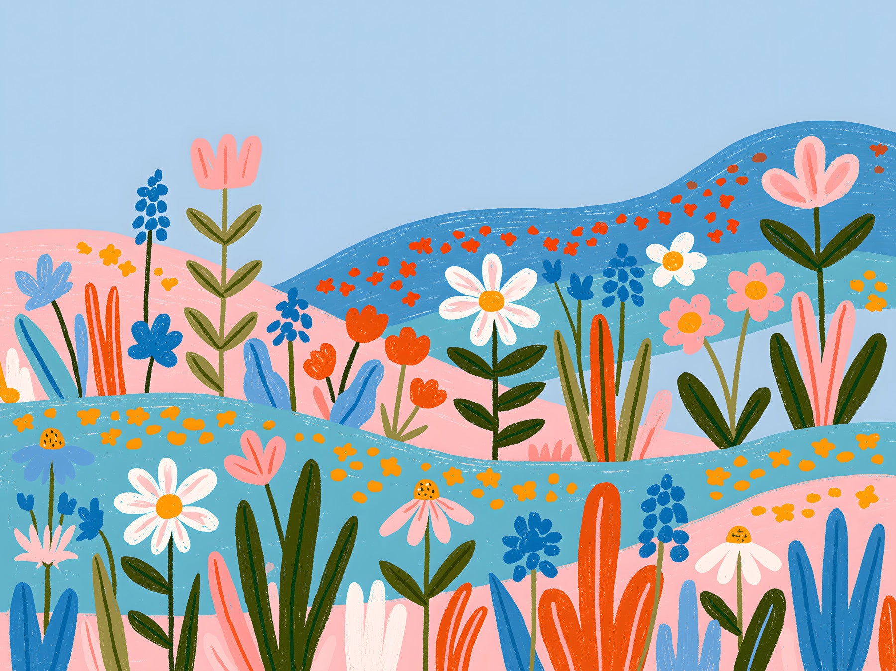 Bohemian Spring Meadow Landscape Wall Mural