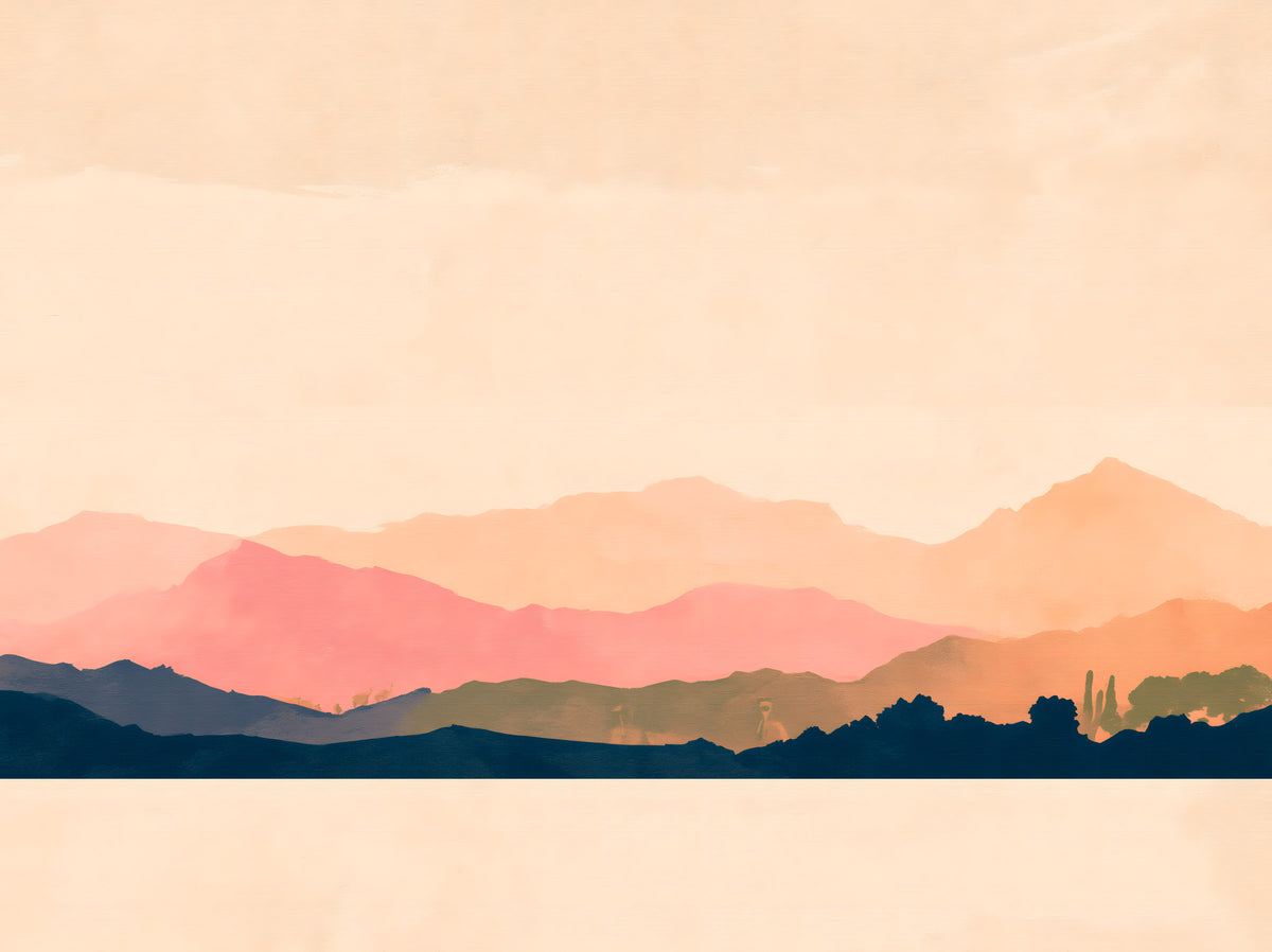 Serene Sunset Mountain Peaks Wall Mural in your room