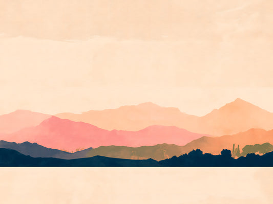 Serene Sunset Mountain Peaks Wall Mural