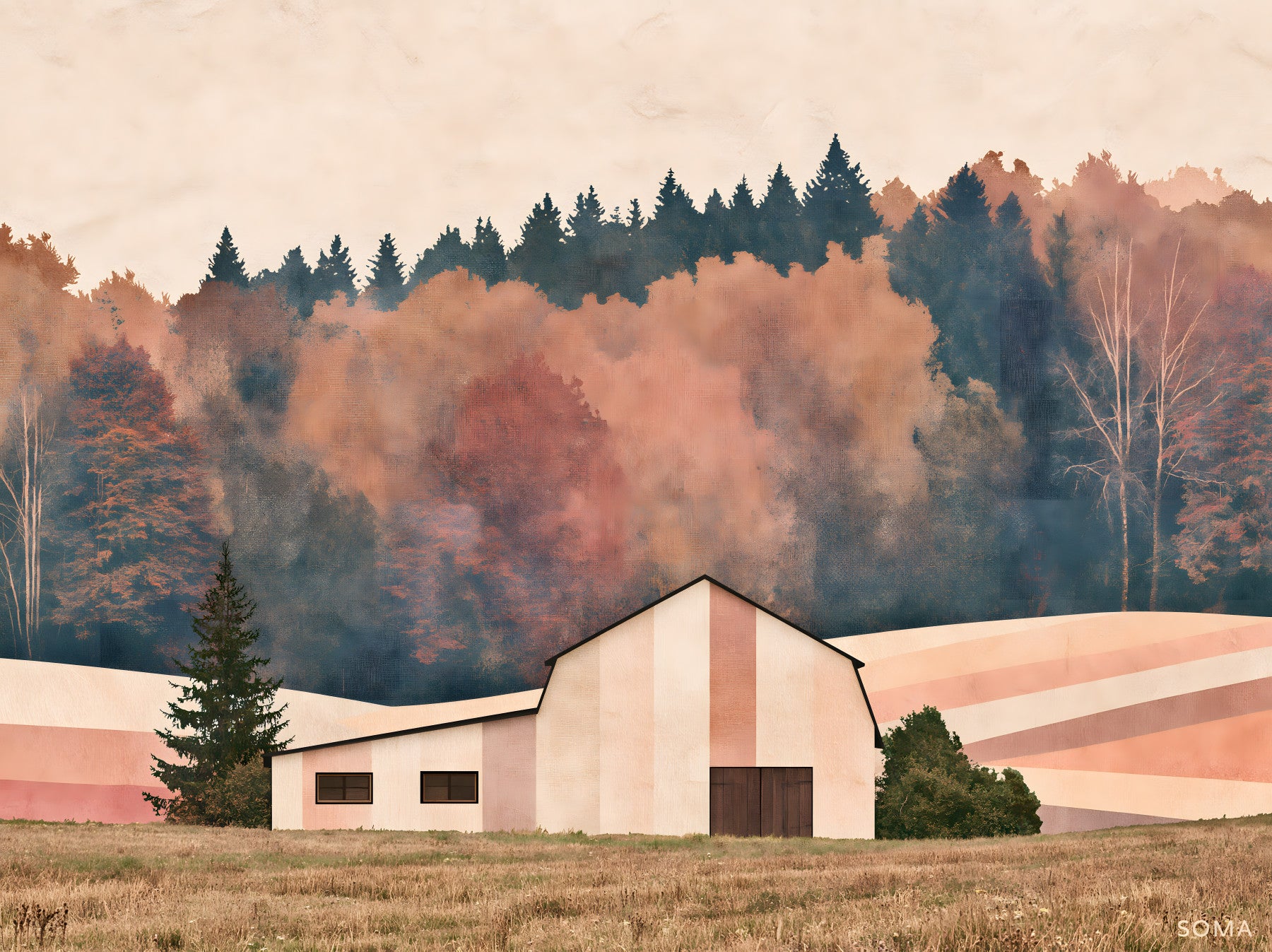 Rustic Autumnal Barn Countryside Wall Mural