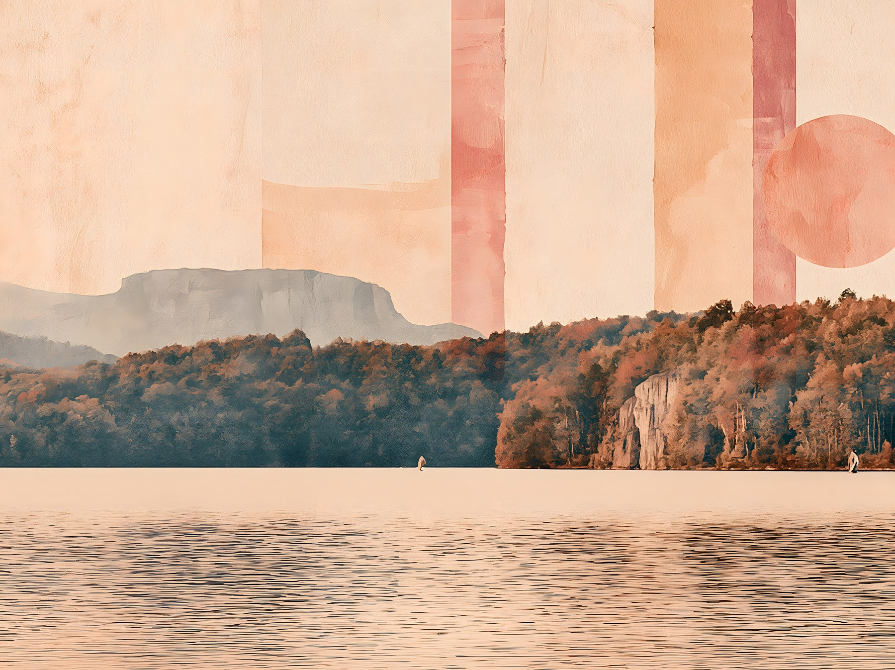 Abstract Horizon Lake Scenery Wall Mural