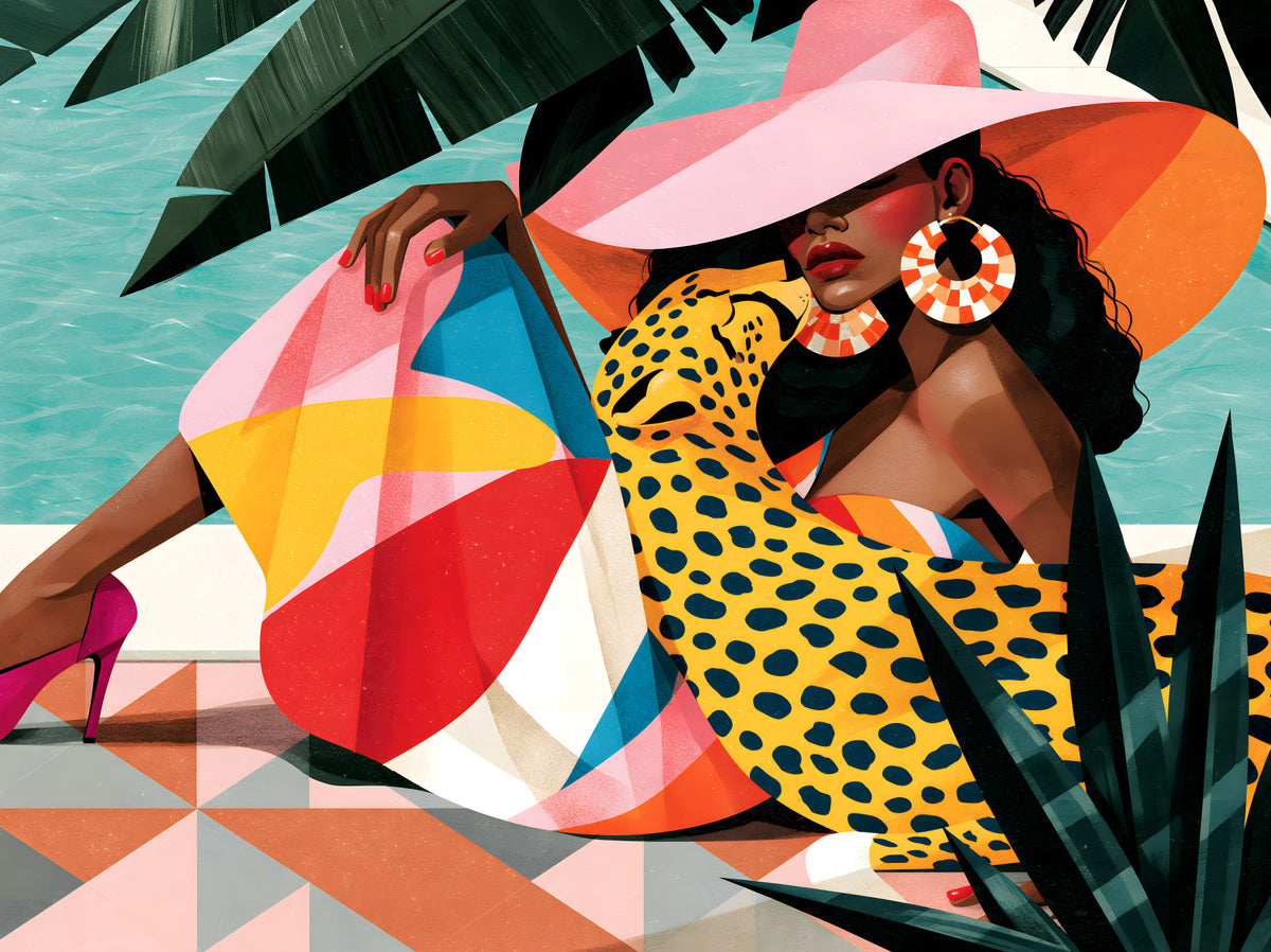 Chic Summer Leisure Illustration Wall Mural in your room