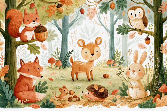 Forest Friends and Autumn Foliage Wall Mural
