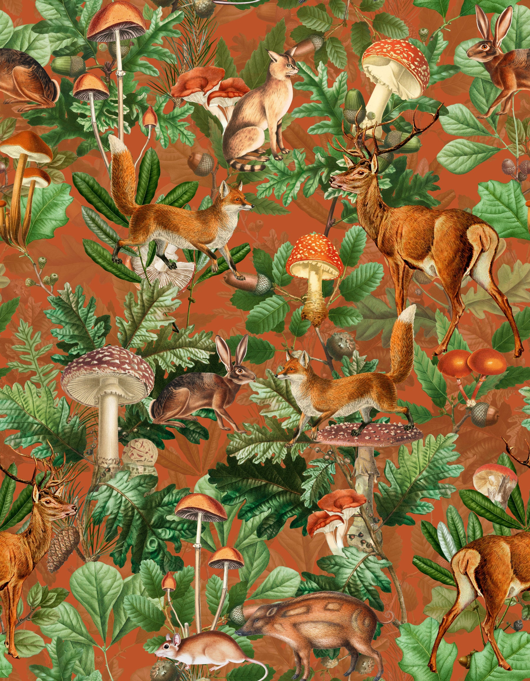 Vintage Botanical Woodland Collection Wallpaper⁠