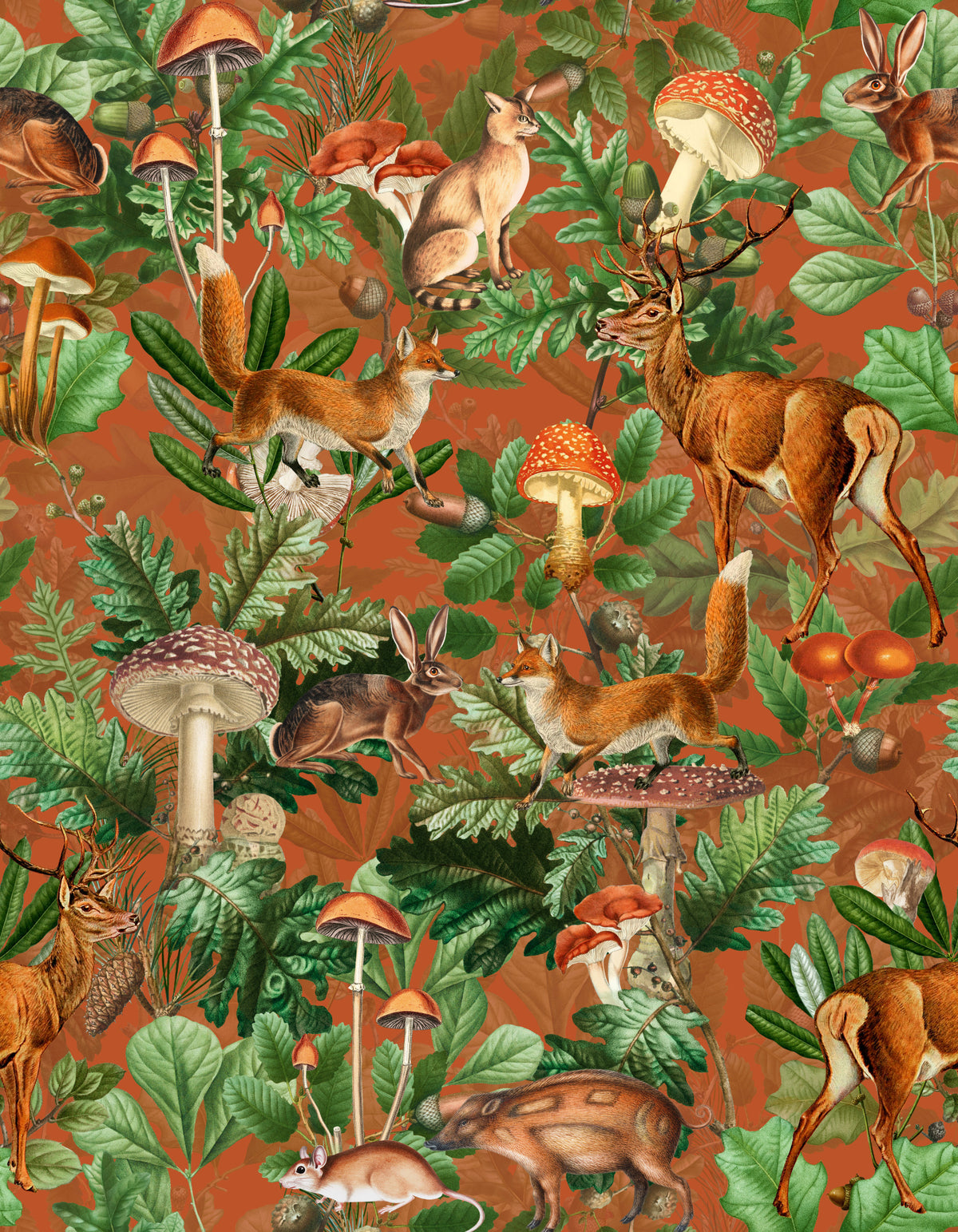 Vintage Botanical Woodland Collection Wallpaper⁠ in your room