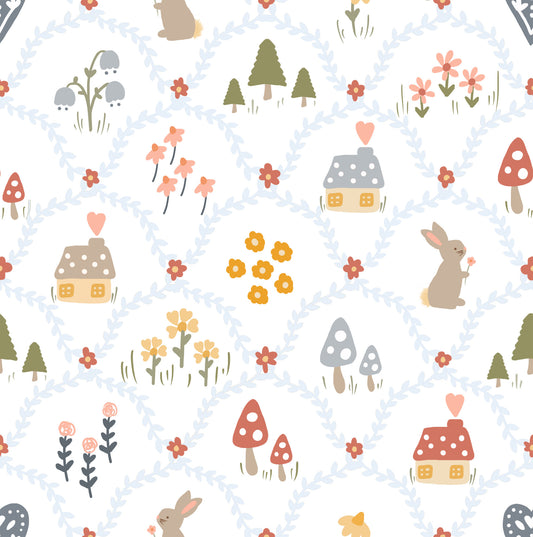 Fairytale Meadow in Blue Wallpaper⁠