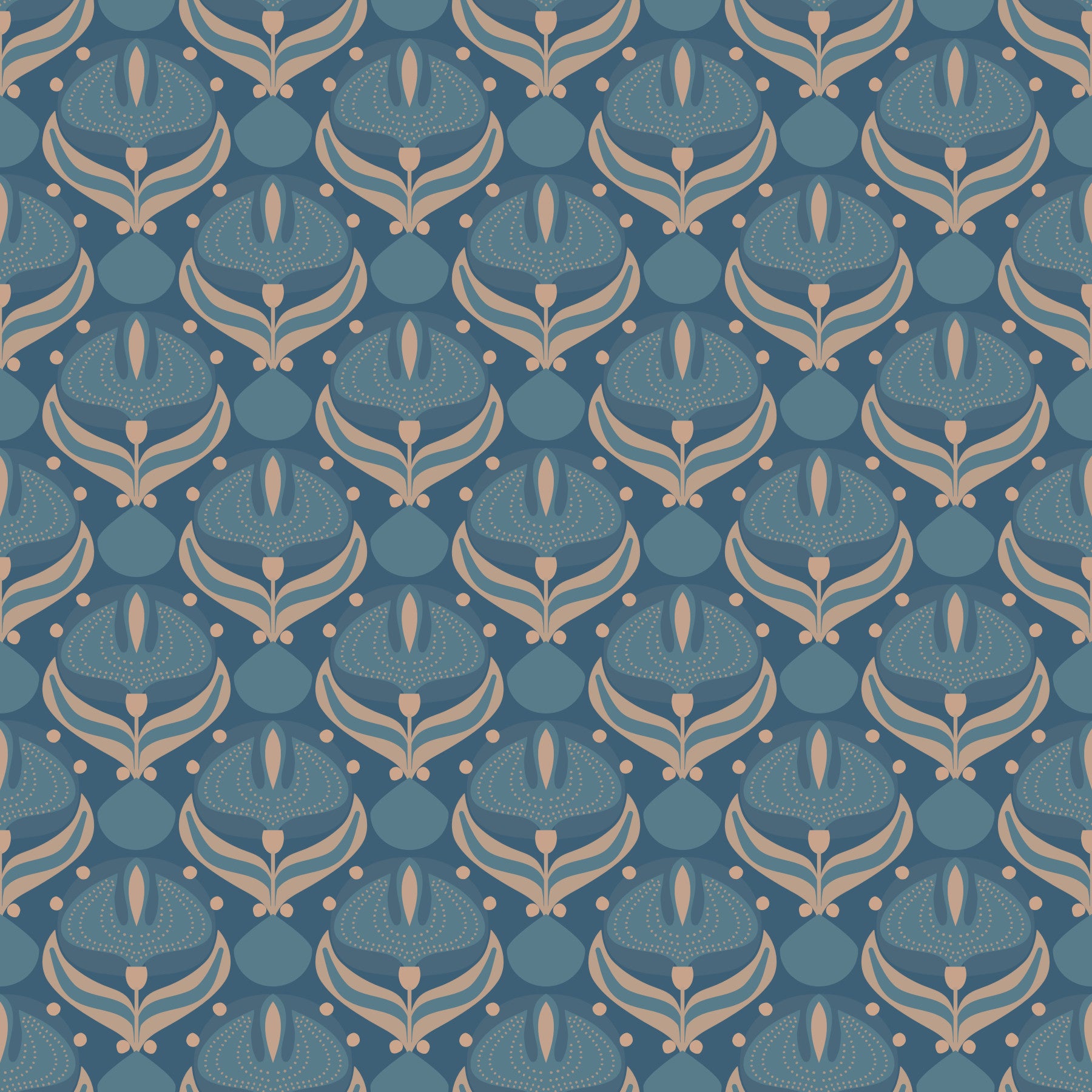 Midnight Lotus Bloom Geometric Wallpaper⁠