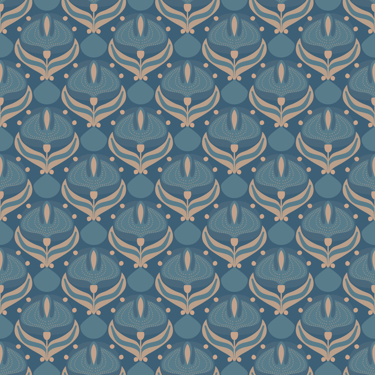 Midnight Lotus Bloom Geometric Wallpaper⁠ in your room
