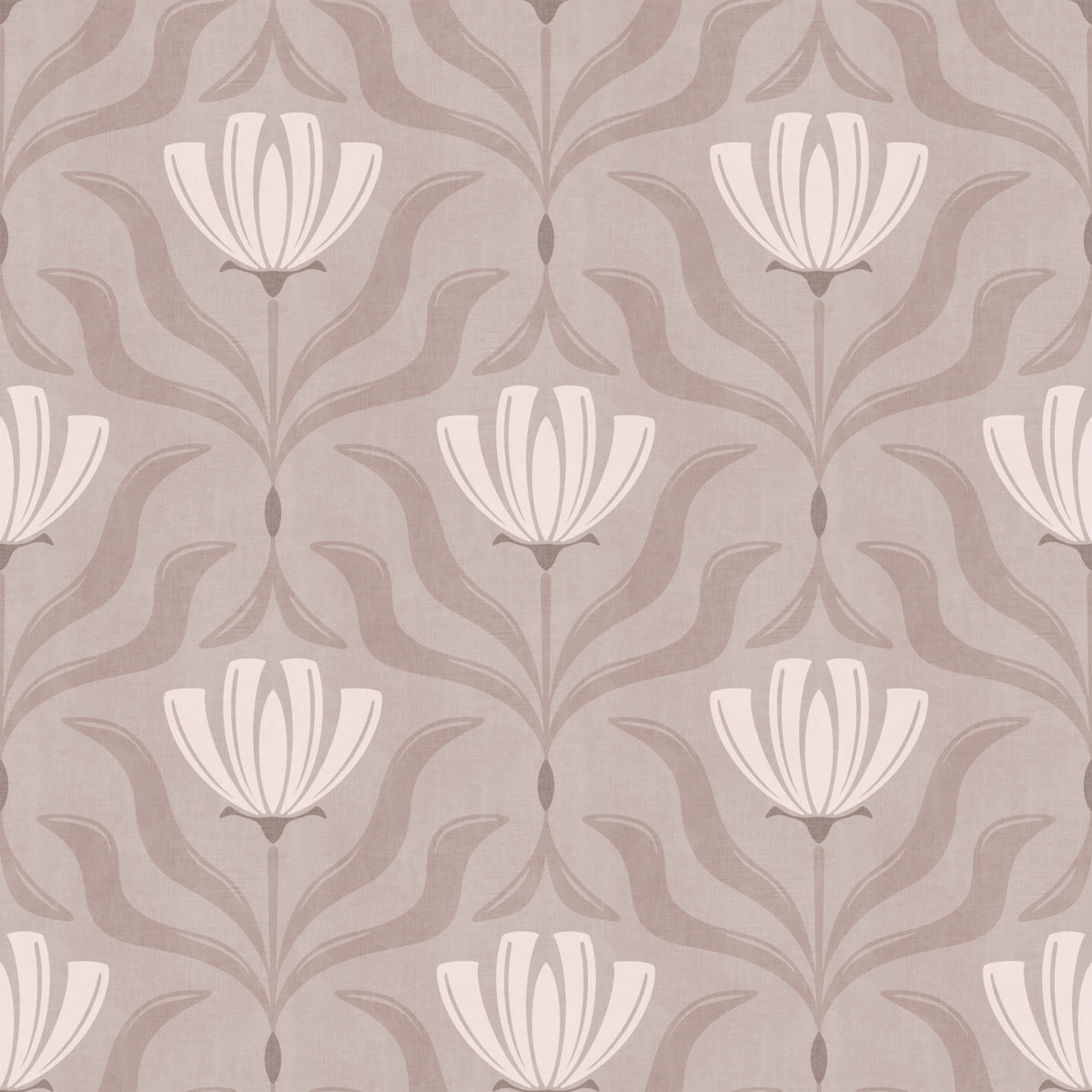 Minimalist Botanical Blossom Taupe Wallpaper⁠ in your room — zoomed