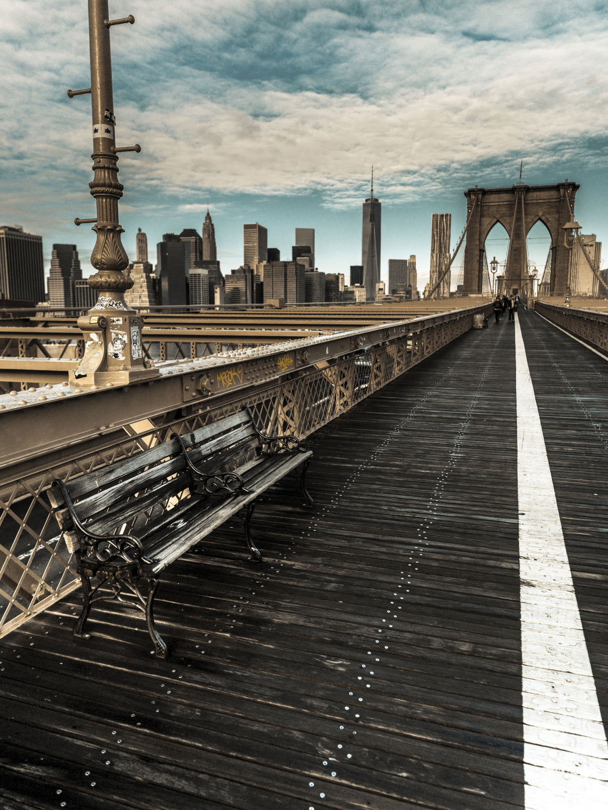 Brooklyn Bridge Pedestrian Walkway Skyline Wall Mural in your room