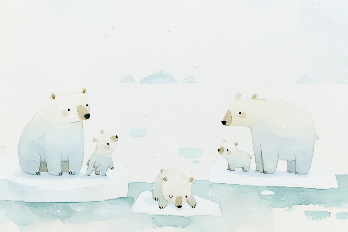Arctic Polar Bear Family Wall Mural in your room — zoomed