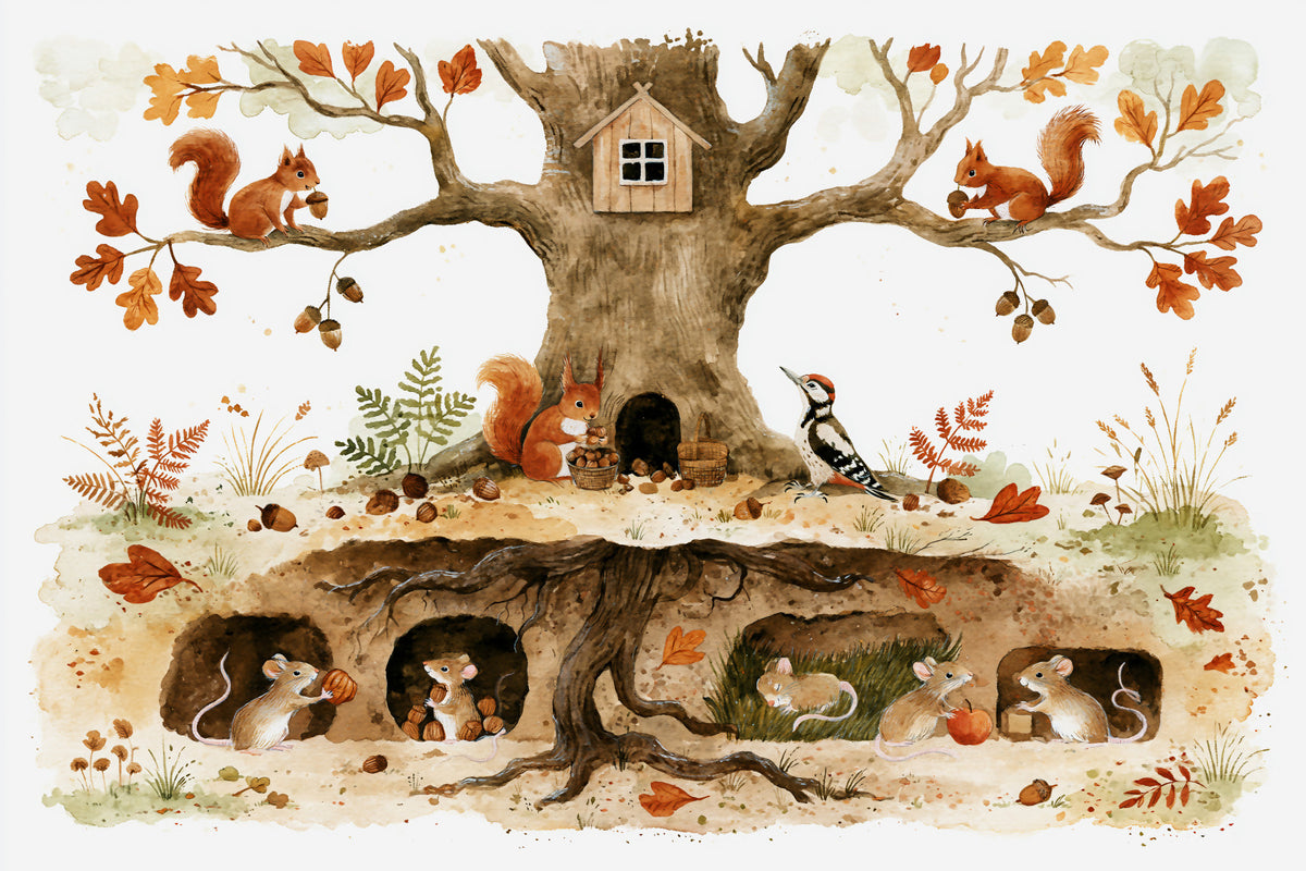 Autumnal Forest Animal Haven Wall Mural in your room — zoomed