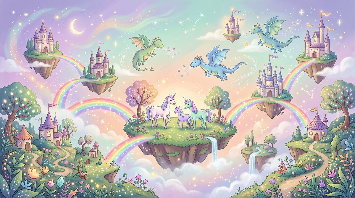 Magical Floating Islands and Mythical Friends Wall Mural in your room