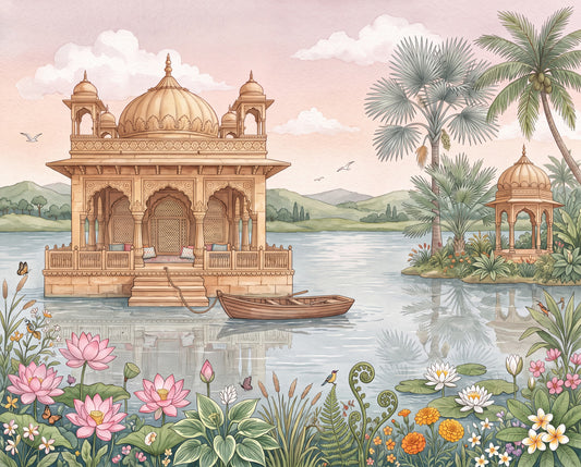 The Lotus Lake Palace Wall Mural