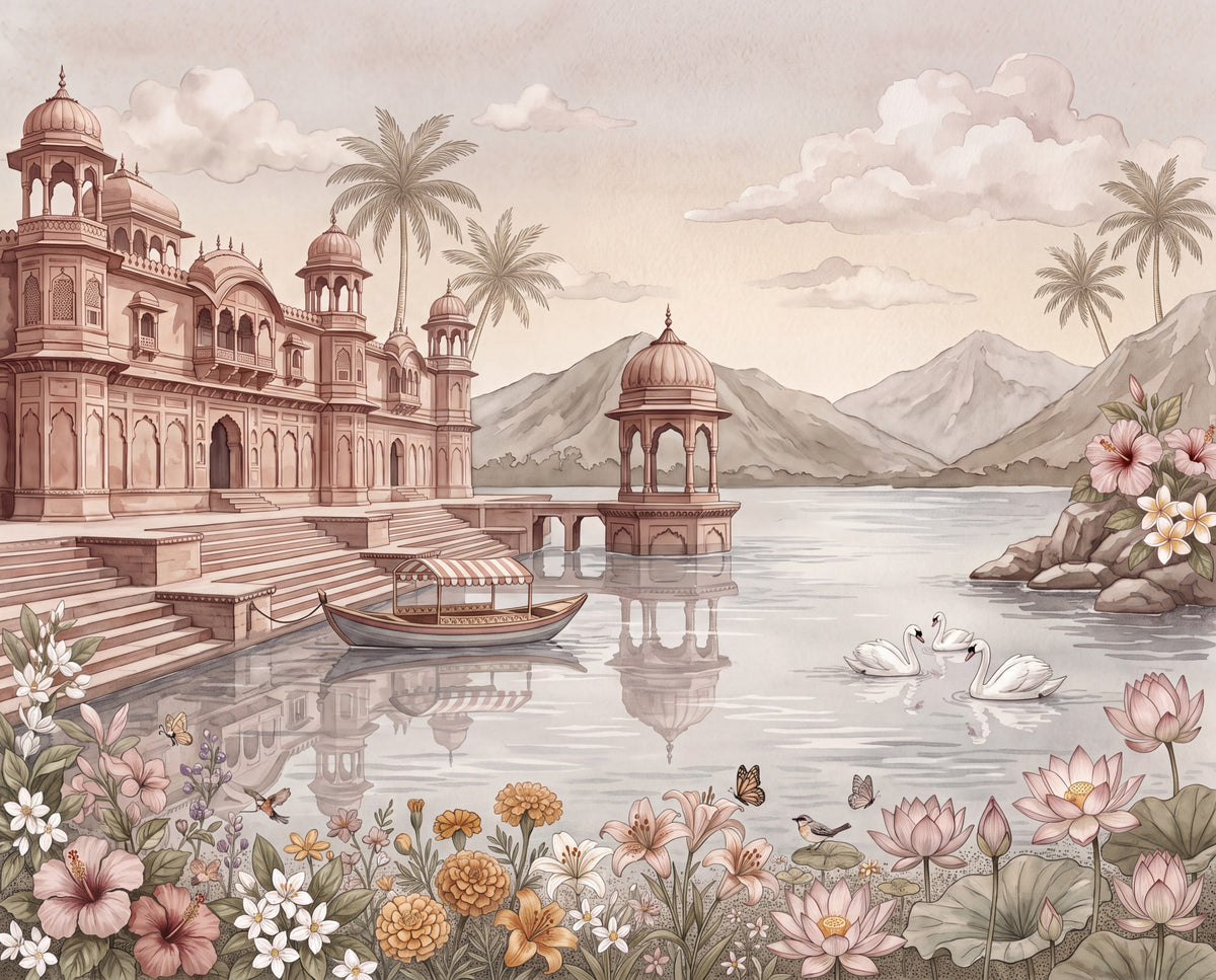The Swan Lake Palace Wall Mural in your room — zoomed